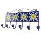 Ceramic Floral Tile Hook in Navy Blue